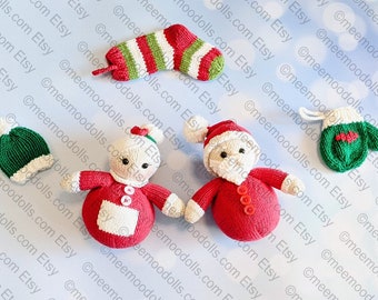 Santa Claus & Mrs. Claus. Christmas Knitting Pattern 1. Meemoodolls.