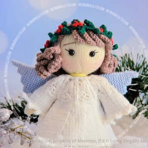 Gwyneth Guardian Angel - Hand-Knit Heirloom by Meemoo Dolls, Artisan Yarn, Festive Decor
