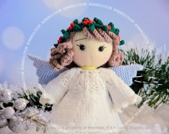 Gwyneth Guardian Angel - Hand-Knit Heirloom by Meemoo Dolls, Artisan Yarn, Festive Decor