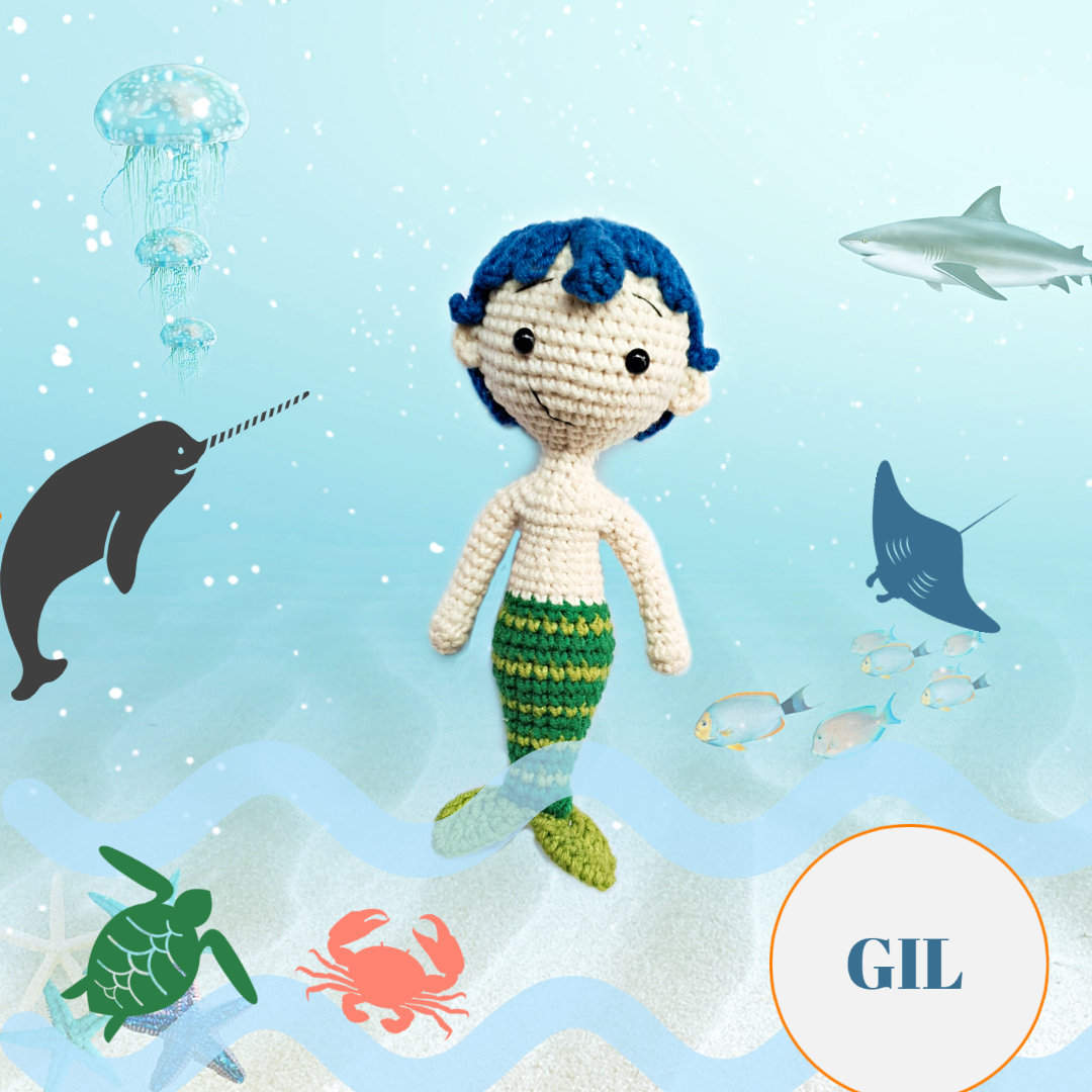 30 Mermaid Crochet Patterns: Amigurumi Dolls, Pocket Mermaids, and Creative Sea-Inspired... 33 Gil Little Boy Mermaid Pattern