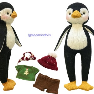 Knit Pascal the Penguin. Knit animal patterns. Knitted toy patterns. Meemoodolls