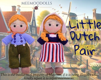 Little Dutch Pair: Traditional Boy & Girl Knitting Doll Patterns by Meemoodolls