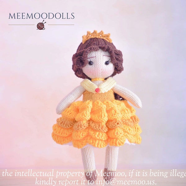 Enchanting Belle Étoile Doll Knitting Pattern - Handcrafted French Fairytale Princess. Meemoodolls