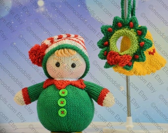 ELF ornament. Christmas Knitting Pattern 2. Meemoodolls.