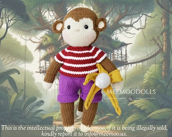 KOKO the Monkey Knitting Pattern by Meemoodolls