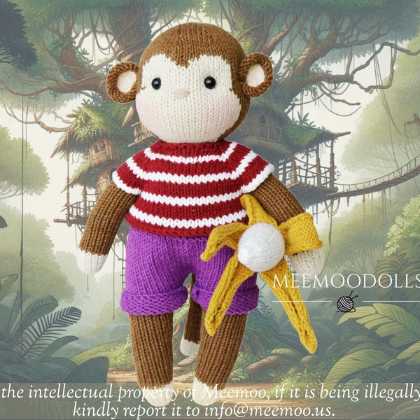 KOKO the Monkey Knitting Pattern by Meemoodolls