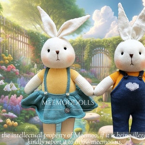 Big Bunnies Knitting Pattern: Bet and Rig - Adorable Knitted Toy Patterns by Meemoodolls