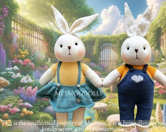 Big Bunnies Knitting Pattern: Bet and Rig - Adorable Knitted Toy Patterns by Meemoodolls