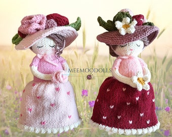 Knit Topsy-Turvy Cupcake Dolls Pattern - Intermediate Level DIY Doll Knitting Guide - Lady Rose & Lady Berry Craft Project by meemoodolls