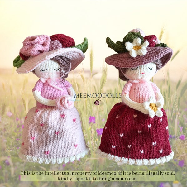 Topsy-Turvy Cupcake Dolls Strickmuster - Anleitung für Fortgeschrittene DIY Puppenstrickanleitung - Lady Rose & Lady Berry Bastelprojekt von meemoodolls