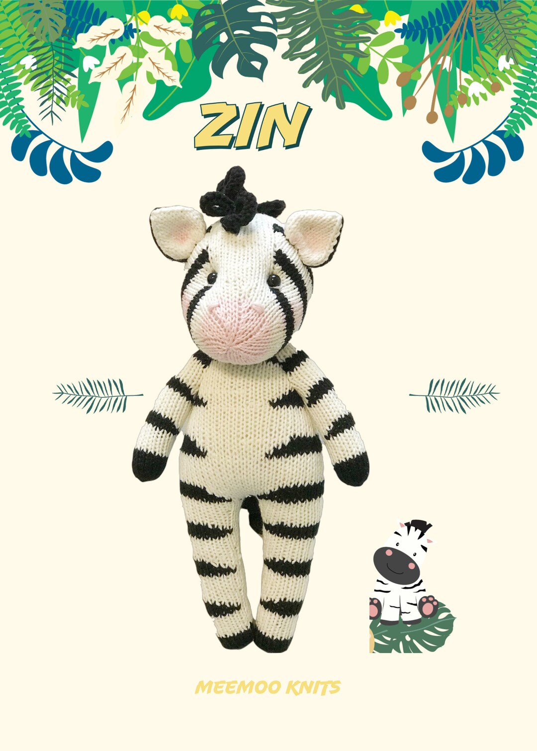 ZIN the Zebra. Meemoodolls. Knitting Animals Pattern. - Etsy