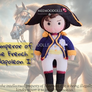 Stickmönster: Legendarisk kejsare av Frankrike - Napoleon I - Stickade dockmönster av Meemoodolls.