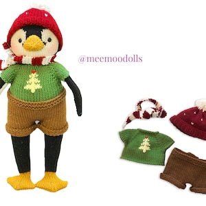 Knit Pascal the Penguin. Knitted toy patterns. Meemoodolls