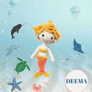 Blondie Little Girl Mermaid. PDF Amigurumi Crochet Pattern for Beginners. Step by Step Guide with Illustrations and Pictures.