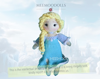 Knitting Pattern: Crystal Regalia Knit Doll - The Ice Queen by Meemoo Dolls