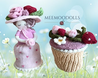 Knit Topsy-Turvy Cupcake Dolls Pattern - Intermediate Level DIY Doll Knitting Guide - Lady Rose Craft Project by meemoodolls