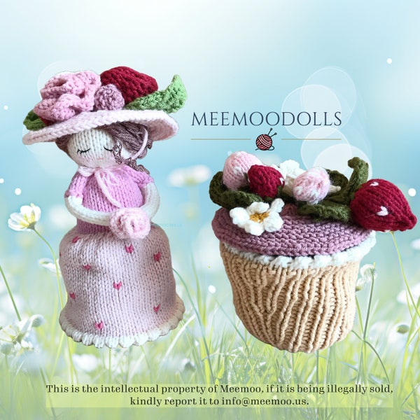 Knit Topsy-Turvy Cupcake Dolls Pattern - Intermediate Level DIY Doll Knitting Guide - Lady Rose Craft Project by meemoodolls