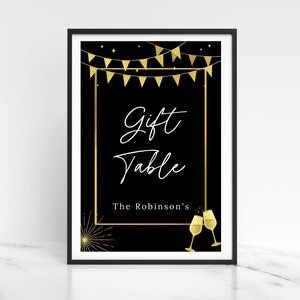 Printable Black and Gold Gift Table Sign for Parties, 4x6 inches