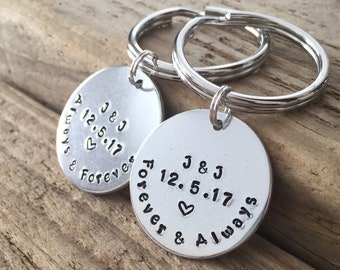 Anniversary Gift For Him, Personalized Keychain, Boyfriend Gift, Wedding, His And Hers Always And Forever Couple’s Keychain, Valentine's Day