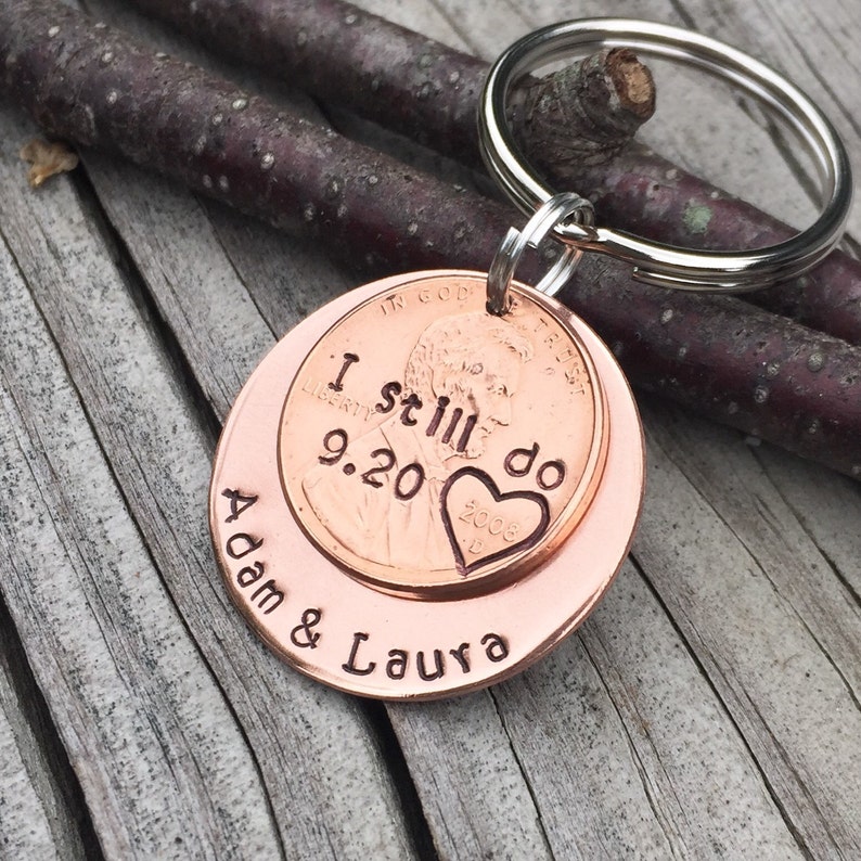 I Still Do Traditional Copper 7 Year Anniversary 2016 Hand Stamped Penny Gift For Him, Her, Men, Husband, Wife, Personalized Christmas Gift image 2