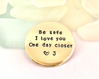 Personalized Deployment Gift, Pocket Coin, Love Token, Military Deployment, Long Distance, Gift For Him, Her, One Day Closer, Valentines Day