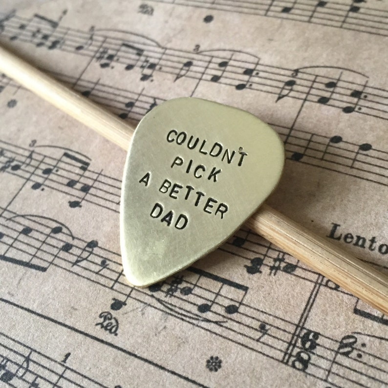 Hand Stamped Guitar Pick Gift For Dad From Child, Gift From Kids To Daddy, Couldn't Pick A Better Dad Valentines Day Gift For Him image 4