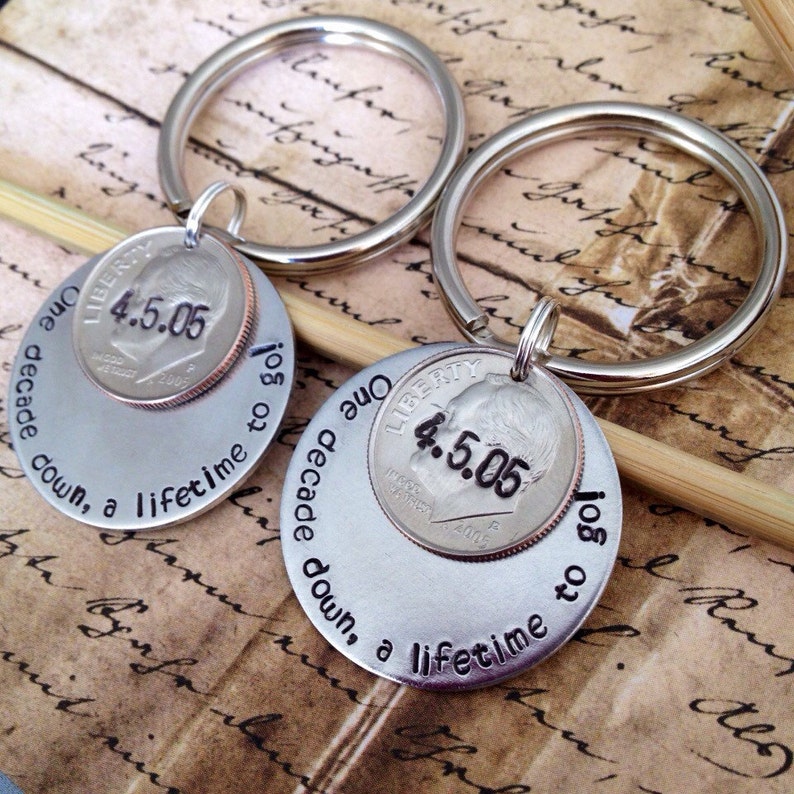 Zijn en Haar Matching Paren 10 jaar verjaardag Custom Hand afbeelding 4