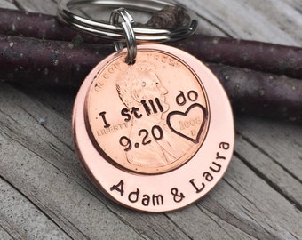 I Still Do Traditional Copper 7 Year Anniversary 2016 Hand Stamped Penny Gift For Him, Her, Men, Husband, Wife, Personalized Christmas Gift