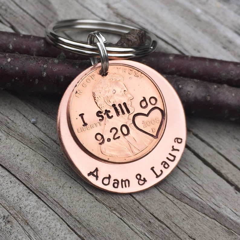 I Still Do Traditional Copper 7 Year Anniversary 2016 Hand Stamped Penny Gift For Him, Her, Men, Husband, Wife, Personalized Christmas Gift image 1