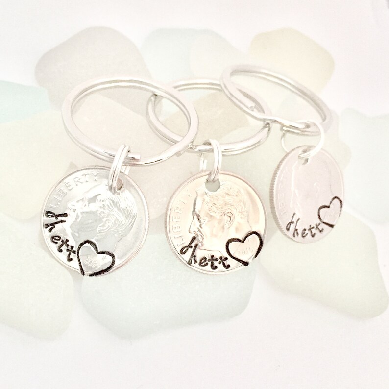 Dimes From Heaven Hand Stamped Dime Keychain Loss of Loved Etsy