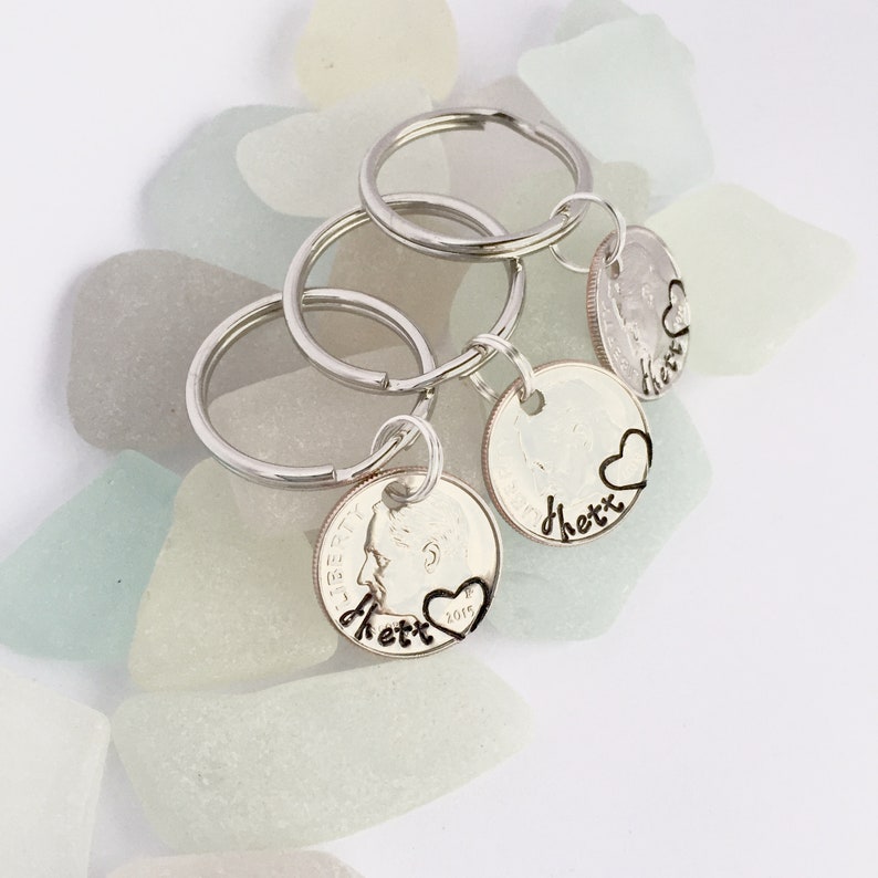 Dimes From Heaven Hand Stamped Dime Keychain Loss of Loved Etsy