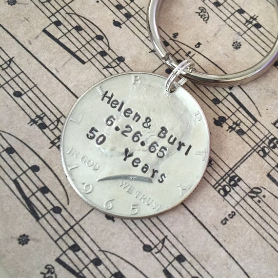 50 Down /& Forever To Go Key Chain with a 1969 Fifty Cent Piece 50th Anniversary