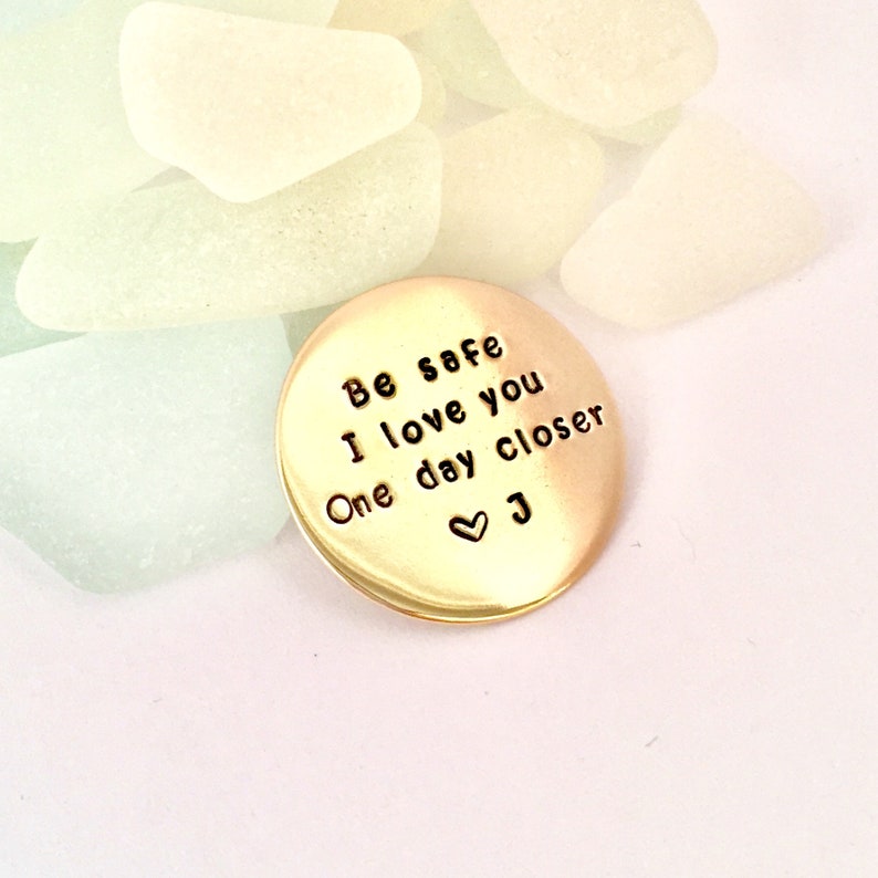 Personalized Deployment Gift, Pocket Coin, Love Token, Military Deployment, Long Distance, Gift For Him, Her, One Day Closer, Valentines Day image 4