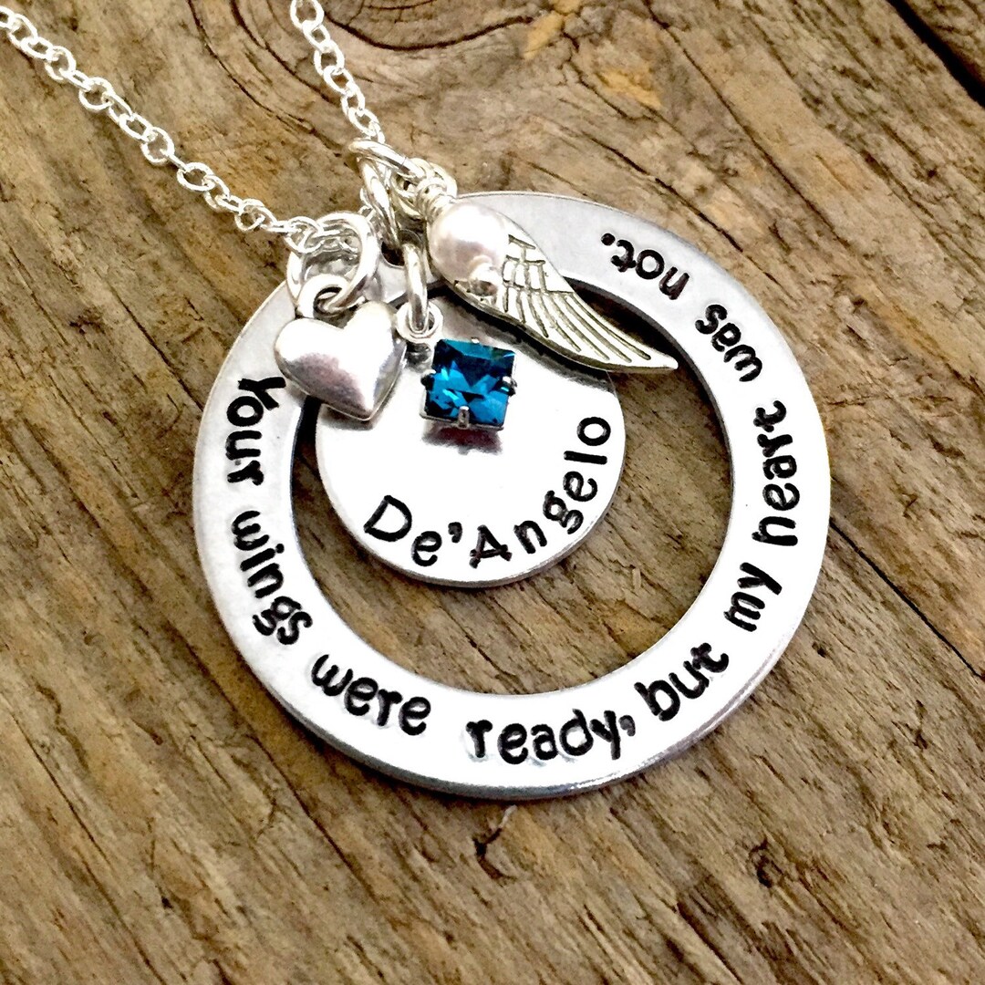Your Wings Were Ready but My Heart Was Not Remembrance Necklace Memorial Jewelry Loss of Loved One Sympathy Gift Mom Dad Husband Child Etsy