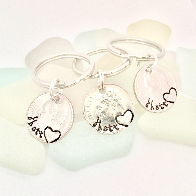 Dimes From Heaven Hand Stamped Dime Keychain Loss of Loved Etsy