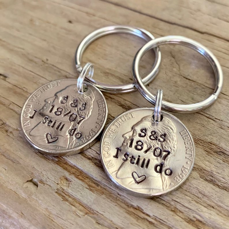 Traditional 21 Year Anniversary Gift For Him Hand Stamped