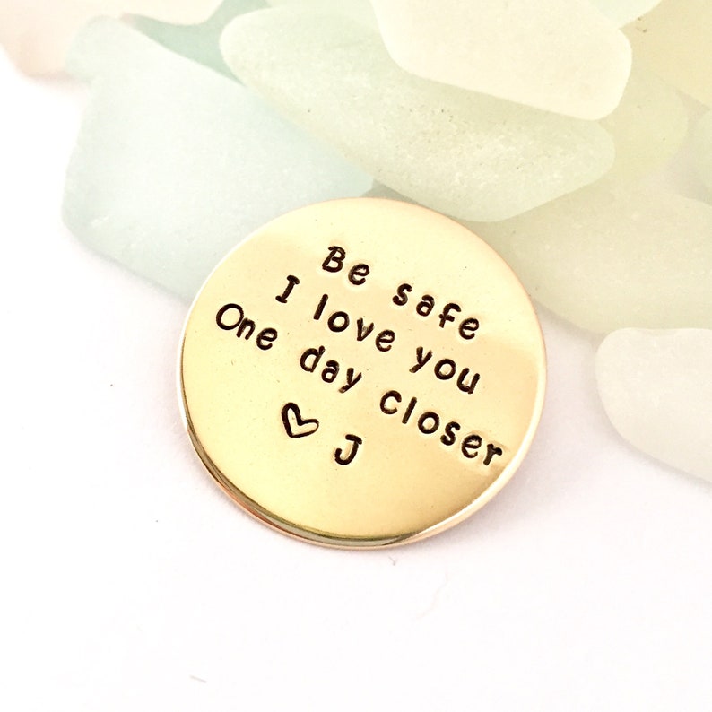 Personalized Deployment Gift, Pocket Coin, Love Token, Military Deployment, Long Distance, Gift For Him, Her, One Day Closer, Valentines Day image 3