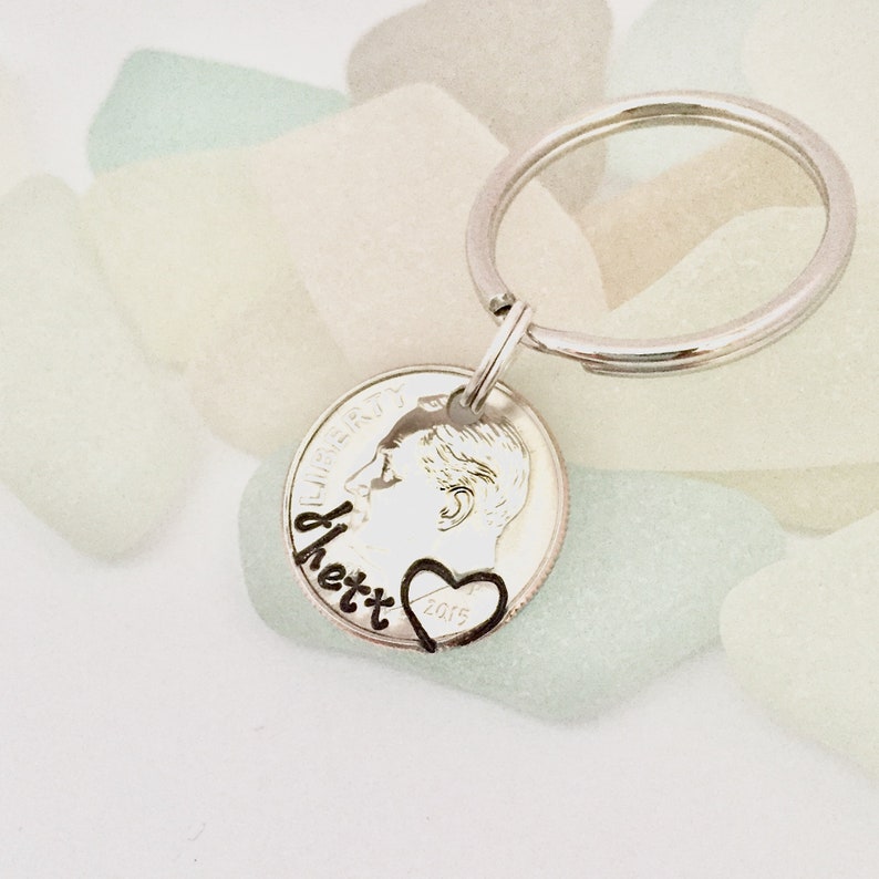 Dimes From Heaven Hand Stamped Dime Keychain Loss of Loved Etsy