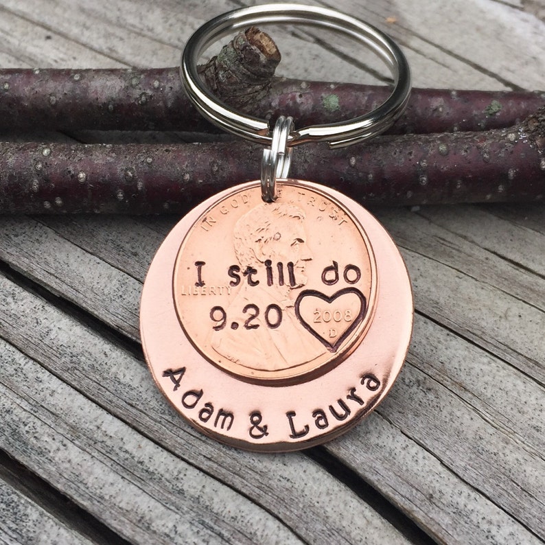 I Still Do Traditional Copper 7 Year Anniversary 2016 Hand Stamped Penny Gift For Him, Her, Men, Husband, Wife, Personalized Christmas Gift image 3
