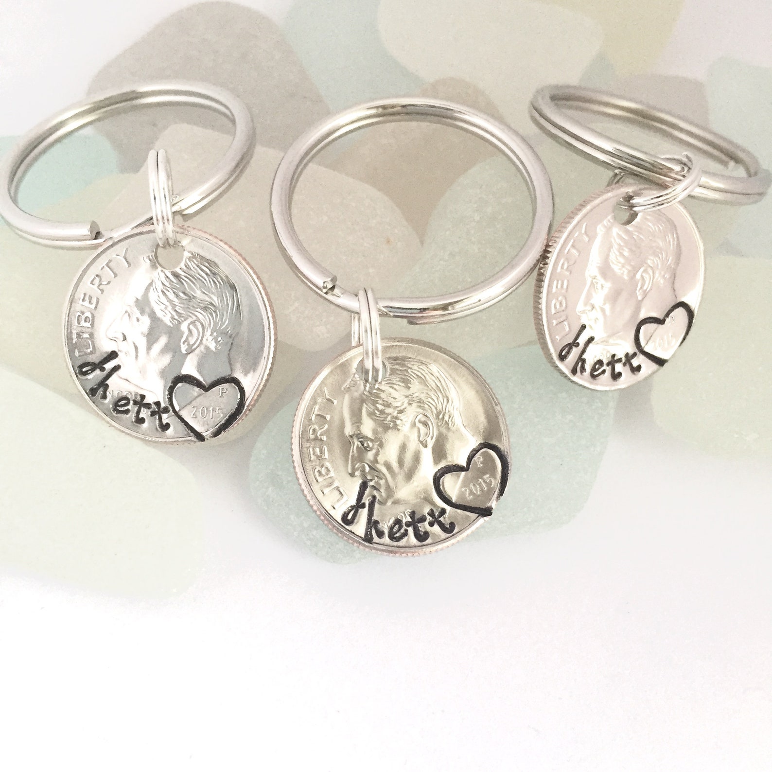 Dimes From Heaven Hand Stamped Dime Keychain Loss of Loved Etsy