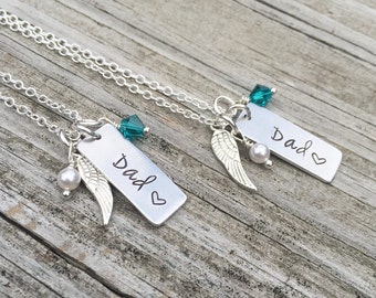 Set of 2 Hand Stamped Remembrance Necklaces Memorial Jewelry, Loss Of Loved One Sympathy Gift, Loss Of Grandparents Husband Child Father