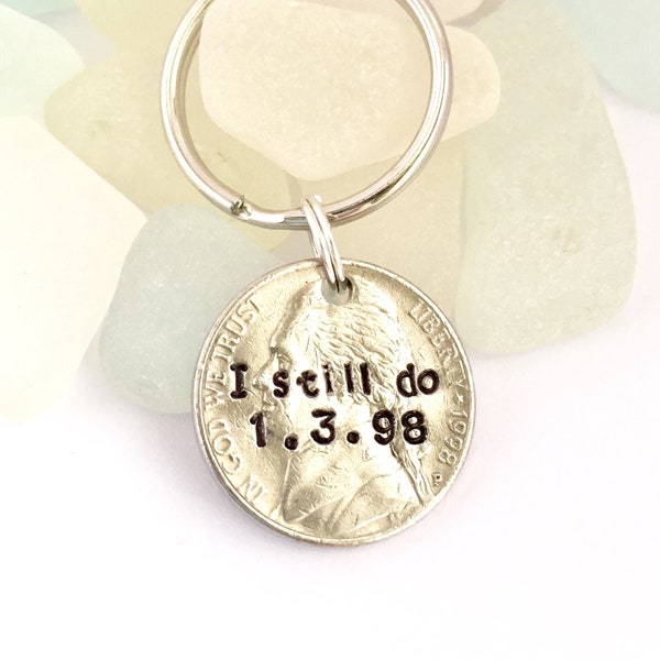 Traditional 21 Year Nickel Anniversary Gift, Personalized Anniversary Gift For Him, Hand Stamped Nickel Anniversary Gift For Her