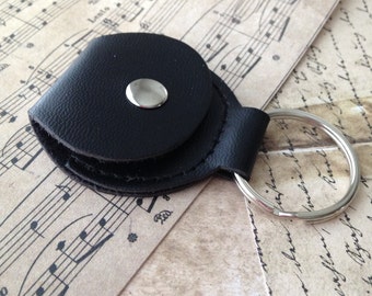 Keepsake Coin Holder, Leather Snap Pouch Keychain, Custom Coin Carrying Case, Guitar Pick Plectrum Holder, Gift For Musician