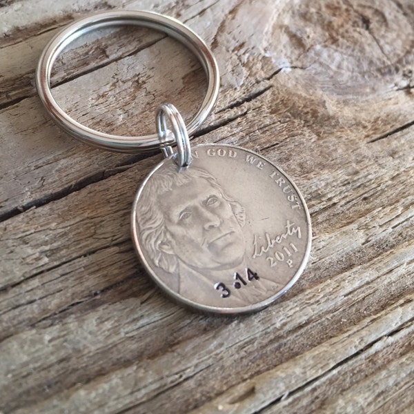 5 Year Anniversary Gift For Boyfriend, Personalized Nickel Keychain, 5th Anniversary Gift For Him, Fifth Anniversary Gift For Her