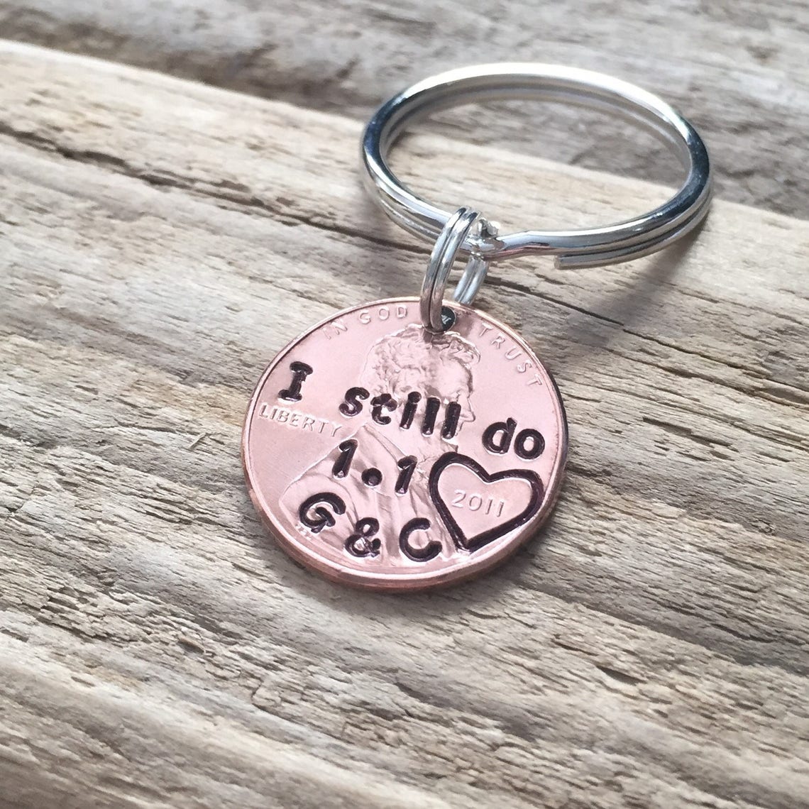 I Still Do Hand Stamped Penny Keychain Copper Anniversary Etsy