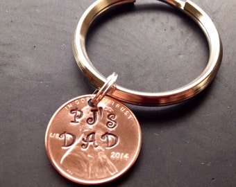 Personalized Penny Key Chain, Gift for Him, Gift for Her, Handstamped Keychain, Couples Gift, Hand Stamped Anniversary, Valentine's Day Gift