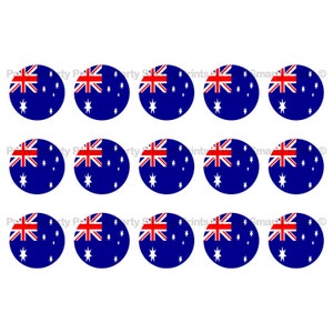 Australian Flag  1 Inch Round - Digital Download - Bottle Cap - Sticker - Bows - Australian Party - 4&quot; x 6&quot; Sheet