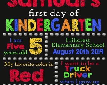 Erster Schultag - Digitales Personalisiertes Schild - Erster Kindergartentag - Erster Schultag - Personalisierte Kreidetafel