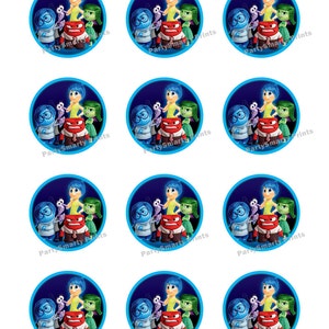 Inside Out 2 inch Round - Digital Download - Cupcake Topper - Sticker - Inside Out Party