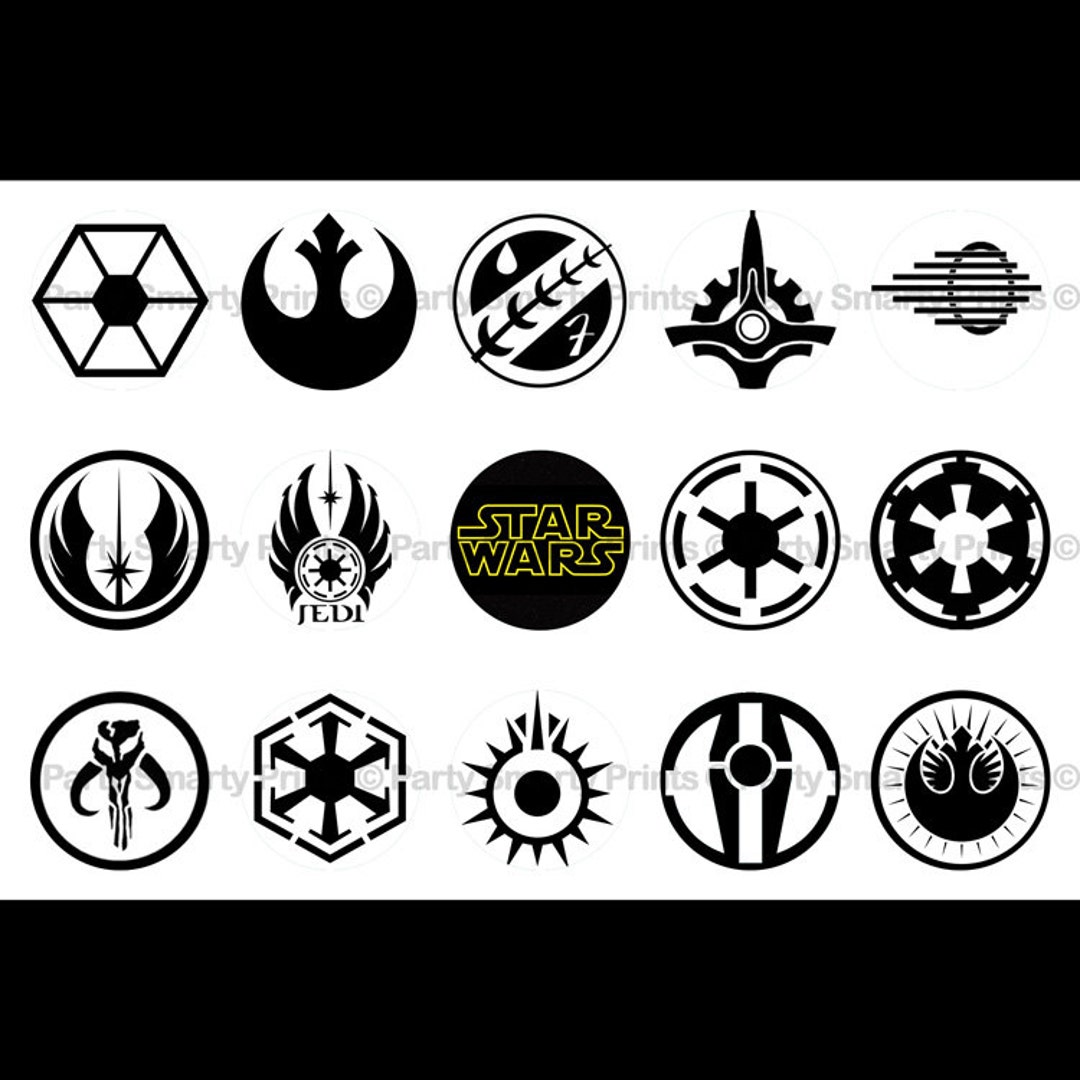 Star Wars Symbols 1 Inch Round Digital Download Bottle Cap Sticker Bows